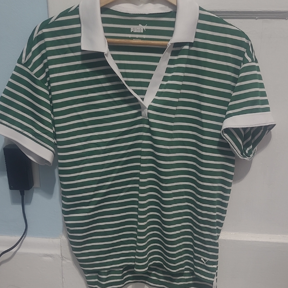 Puma Classic Green and White Polo Shirt